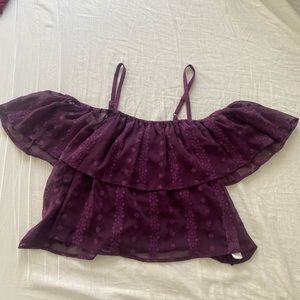 Purple floral off the shoulder crop top